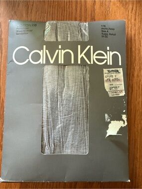 Calvin Klein Gray Striped Ribbed Hosiery